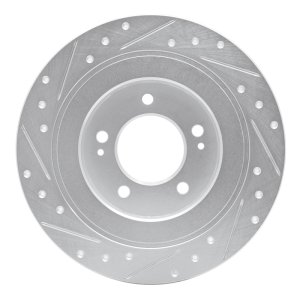 Hyundai Kona Brake Rotor (1) - Rear Right - R1 Concepts - Drilled & Slotted - Silver - `17-`23